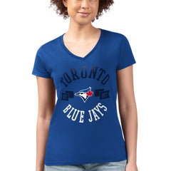 Toronto Blue Jays G-III 4Her by Carl Banks Women's Super-Slim Fit Lightweight City Graphic V-Neck T-Shirt - Royal T-shirts