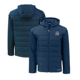 New York Yankees Cutter & Buck Stars & Stripes Evoke Hybrid Eco Softshell Recycled Full-Zip Hoodie Jacket - Navy Jackets