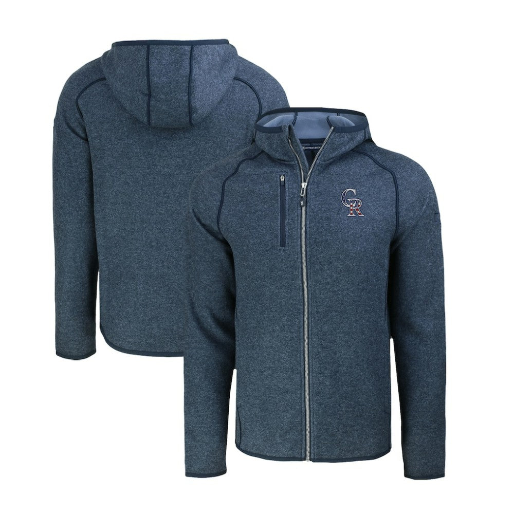 Colorado Rockies Cutter & Buck Stars & Stripes Mainsail Sweater-Knit Full-Zip Hoodie - Heather Navy Hoodies