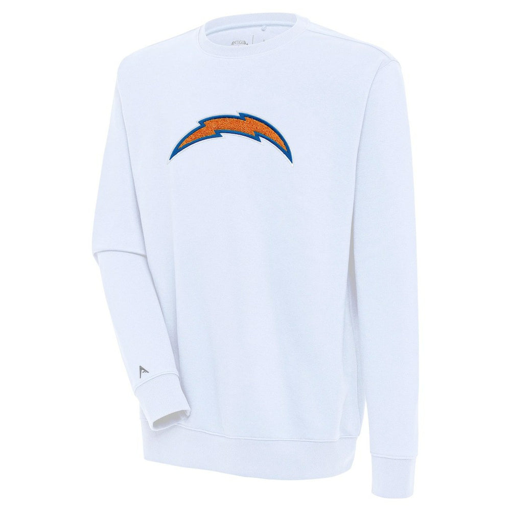 Los Angeles Chargers Antigua Victory Crewneck Pullover Sweatshirt White