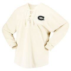 NHL Montreal Canadiens Fanatics Women's Original Six Lace-Up Spirit Jersey Long Sleeve T-Shirt - Cream