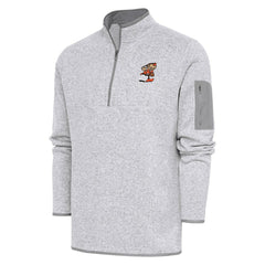 Cleveland Browns Adult Throwback Logo Fortune Quarter-Zip Pullover Jacket Heather Gray