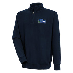Seattle Seahawks Adult Throwback Logo Victory Quarter-Zip Pullover Top Navy