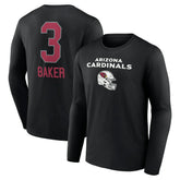 Budda Baker Arizona Cardinals Team Wordmark Player Name & Number Long Sleeve T-Shirt Black