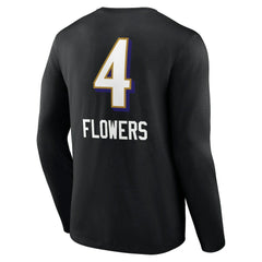 Zay Flowers Baltimore Ravens Team Wordmark Player Name & Number Long Sleeve T-Shirt Black