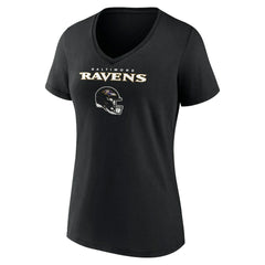 Zay Flowers Baltimore Ravens Women's Team Wordmark Player Name & Number V-Neck T-Shirt Black