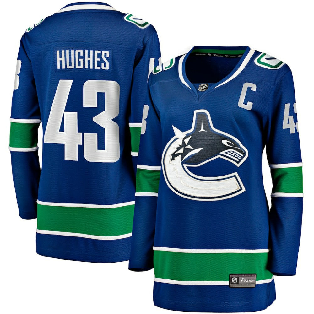 NHL Quinn Hughes Vancouver Canucks Fanatics Women's Home Breakaway Player Jersey - Blue