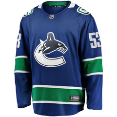NHL Teddy Blueger Vancouver Canucks Fanatics Home Breakaway Jersey - Blue