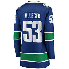 NHL Teddy Blueger Vancouver Canucks Fanatics Women's Home Breakaway Player Jersey - Blue