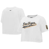 NHL Vegas Golden Knights Pro Standard Women's Boxy Script Tail Cropped T-Shirt - White