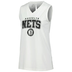 Brooklyn Nets Levelwear Women's Paisley Peekaboo Tank Top White