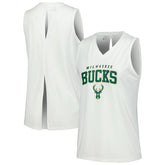 Milwaukee Bucks Levelwear Women's Paisley Peekaboo Tank Top White