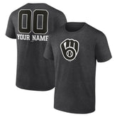 Milwaukee Brewers Personalized Monochrome Name & Number T-Shirt - Charcoal T-shirts