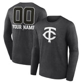 Minnesota Twins Personalized Monochrome Name & Number Long Sleeve T-Shirt - Charcoal T-shirts