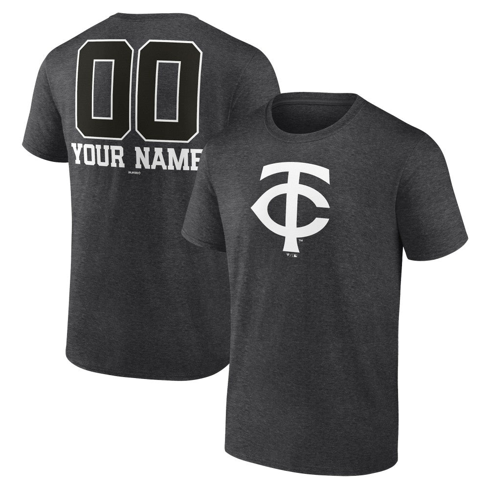 Minnesota Twins Personalized Monochrome Name & Number T-Shirt - Charcoal T-shirts