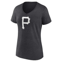Pittsburgh Pirates Women's Personalized Monochrome Name & Number V-Neck T-Shirt - Charcoal T-shirts