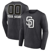 San Diego Padres Personalized Monochrome Name & Number Long Sleeve T-Shirt - Charcoal T-shirts