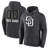 San Diego Padres Personalized Monochrome Name & Number Pullover Hoodie - Charcoal Hoodies