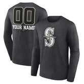 Seattle Mariners Personalized Monochrome Name & Number Long Sleeve T-Shirt - Charcoal T-shirts