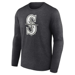 Seattle Mariners Personalized Monochrome Name & Number Long Sleeve T-Shirt - Charcoal T-shirts