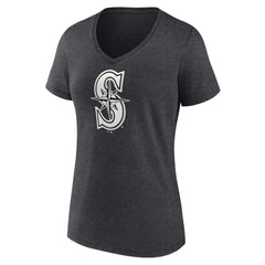 Seattle Mariners Women's Personalized Monochrome Name & Number V-Neck T-Shirt - Charcoal T-shirts