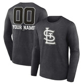 St. Louis Cardinals Personalized Monochrome Name & Number Long Sleeve T-Shirt - Charcoal T-shirts