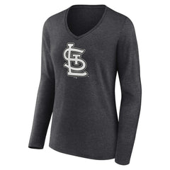 St. Louis Cardinals Women's Personalized Monochrome Name & Number Long Sleeve V-Neck T-Shirt - Charcoal T-shirts