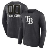 Tampa Bay Rays Personalized Monochrome Name & Number Long Sleeve T-Shirt - Charcoal T-shirts