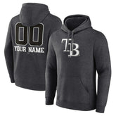 Tampa Bay Rays Personalized Monochrome Name & Number Pullover Hoodie - Charcoal Hoodies