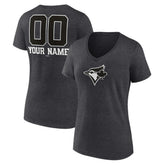 Toronto Blue Jays Women's Personalized Monochrome Name & Number V-Neck T-Shirt - Charcoal T-shirts