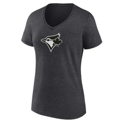 Toronto Blue Jays Women's Personalized Monochrome Name & Number V-Neck T-Shirt - Charcoal T-shirts