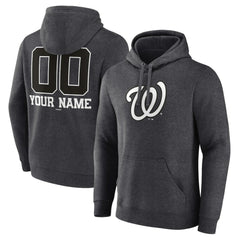 Washington Nationals Personalized Monochrome Name & Number Pullover Hoodie - Charcoal Hoodies