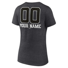 Washington Nationals Women's Personalized Monochrome Name & Number V-Neck T-Shirt - Charcoal T-shirts