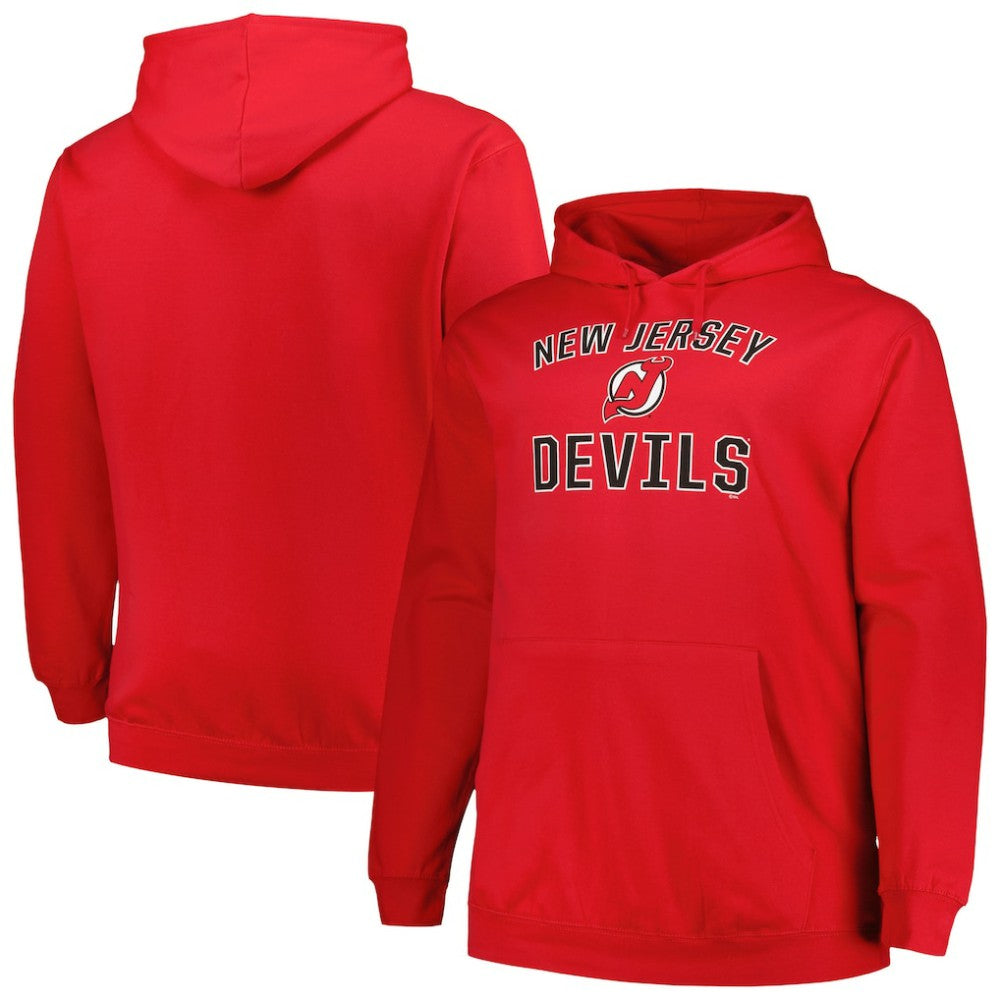 NHL New Jersey Devils Profile Big & Tall Arch Over Logo Pullover Hoodie - Red