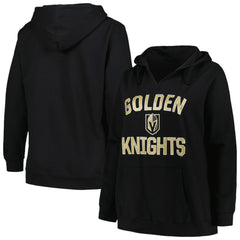 NHL Vegas Golden Knights Profile Women's Plus Size Arch Over Logo Pullover Hoodie - Black