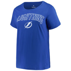 NHL Tampa Bay Lightning Profile Women's Plus Size Arch Over Logo T-Shirt - Blue