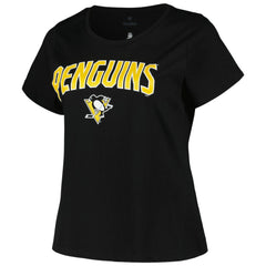 NHL Pittsburgh Penguins Profile Women's Plus Size Arch Over Logo T-Shirt - Black