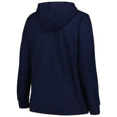 NHL Seattle Kraken Profile Women's Plus Size Arch Over Logo Pullover Hoodie - Deep Sea Blue