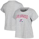 NHL Colorado Avalanche Profile Women's Plus Size Arch Over Logo T-Shirt - Heather Gray