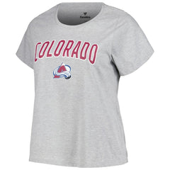 NHL Colorado Avalanche Profile Women's Plus Size Arch Over Logo T-Shirt - Heather Gray
