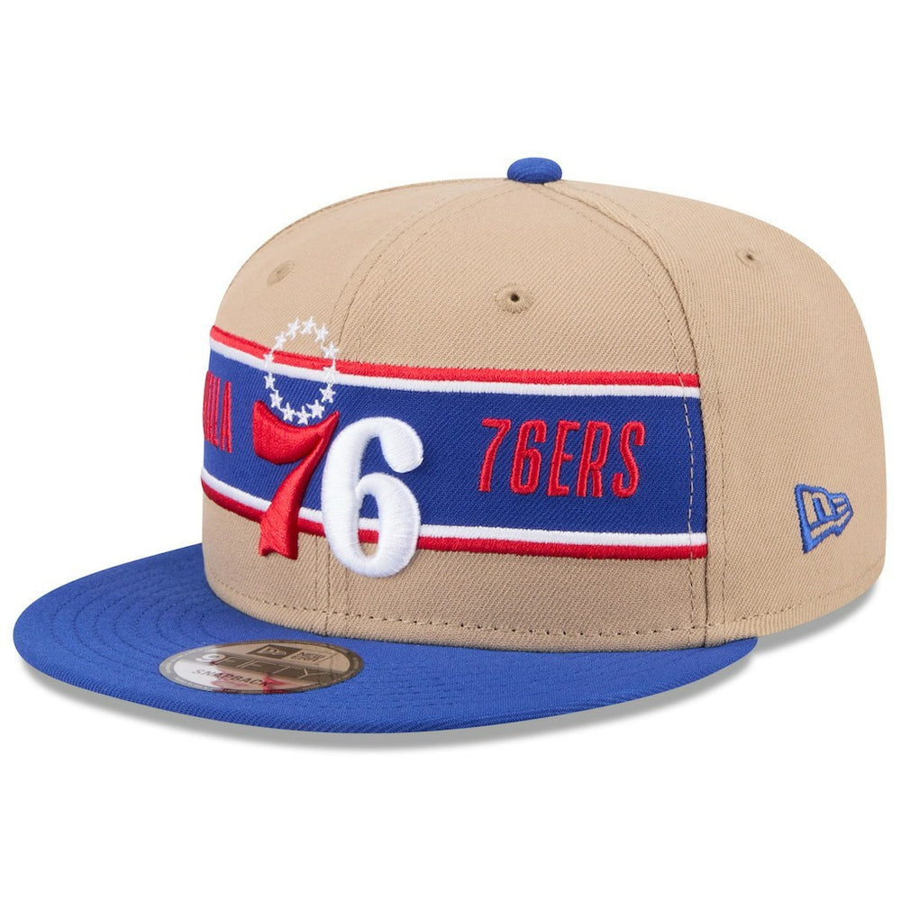 Philadelphia 76ers 2024 NBA Draft 9FIFTY Snapback Hat Tan/Royal
