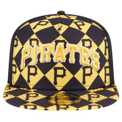 Pittsburgh Pirates New Era Seeing Diamonds A-Frame Trucker 9FIFTY Snapback Hat - Black Hats