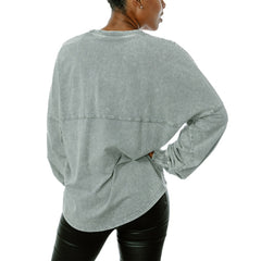 Pittsburgh Steelers Gameday Couture Women's Snow Wash Oversized Long Sleeve T-Shirt – Gray