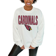 Arizona Cardinals Gameday Couture Women's Just Go With It Oversized Long Sleeve Crewneck Sweatshirt – White