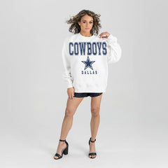 Dallas Cowboys Gameday Couture Women's Sunday Drives Oversized Crewneck Pullover Sweatshirt – White