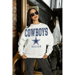 Dallas Cowboys Gameday Couture Women's Sunday Drives Oversized Crewneck Pullover Sweatshirt – White