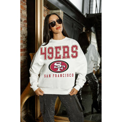 San Francisco 49ers Gameday Couture Women's Sunday Drives Oversized Crewneck Pullover Sweatshirt – White