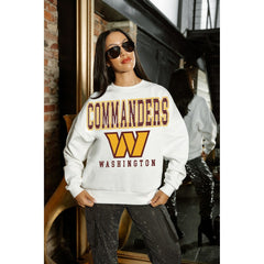 Washington Commanders Gameday Couture Women's Sunday Drives Oversized Crewneck Pullover Sweatshirt – White