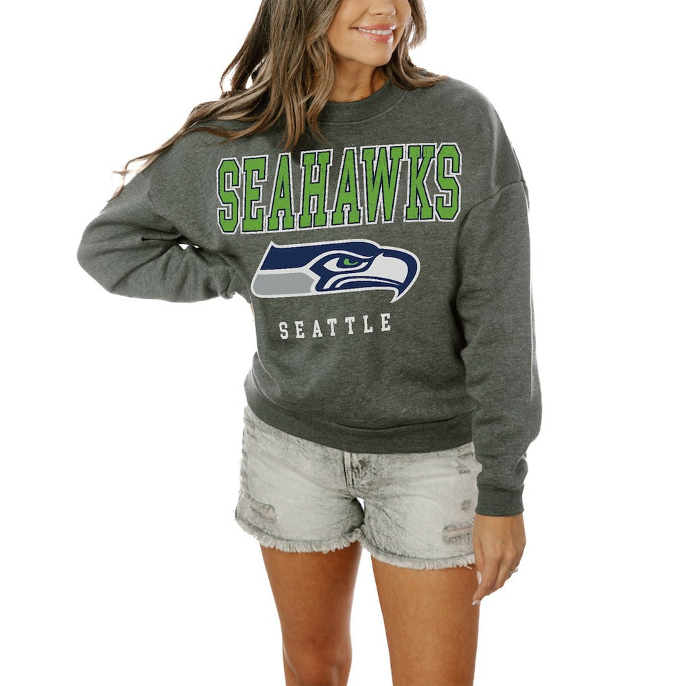 Seattle Seahawks Gameday Couture Women's Oversized Bring The Energy Pullover Sweatshirt – Charcoal