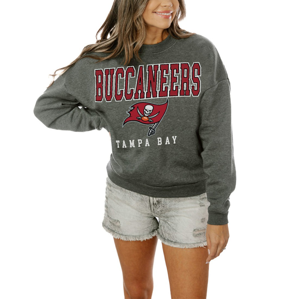 Tampa Bay Buccaneers Gameday Couture Women's Oversized Bring The Energy Pullover Sweatshirt – Charcoal